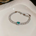 Lattice Mesh Green Halo Stone Bracelets Gold Silver view 7