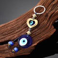 Silver Tone Beaded Blue Evil Eye Split Ring Keychains in Three Designs view 2