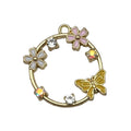 Enamel Zinc Alloy Wreath Butterfly Charm Pendant for DIY Earring Keychain Jewelry
