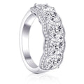 Silver-Tone Five Cushion Cubic Zirconia Brass Band Ring, Sizes 6-10 view 3