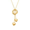 Long Snake Chain Slider Ring Dual Heart Tassel Stainless Necklace view 5