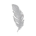 Pave Clear Crystal Feather Brooch Gold Silver Tone Alloy Pin view 1