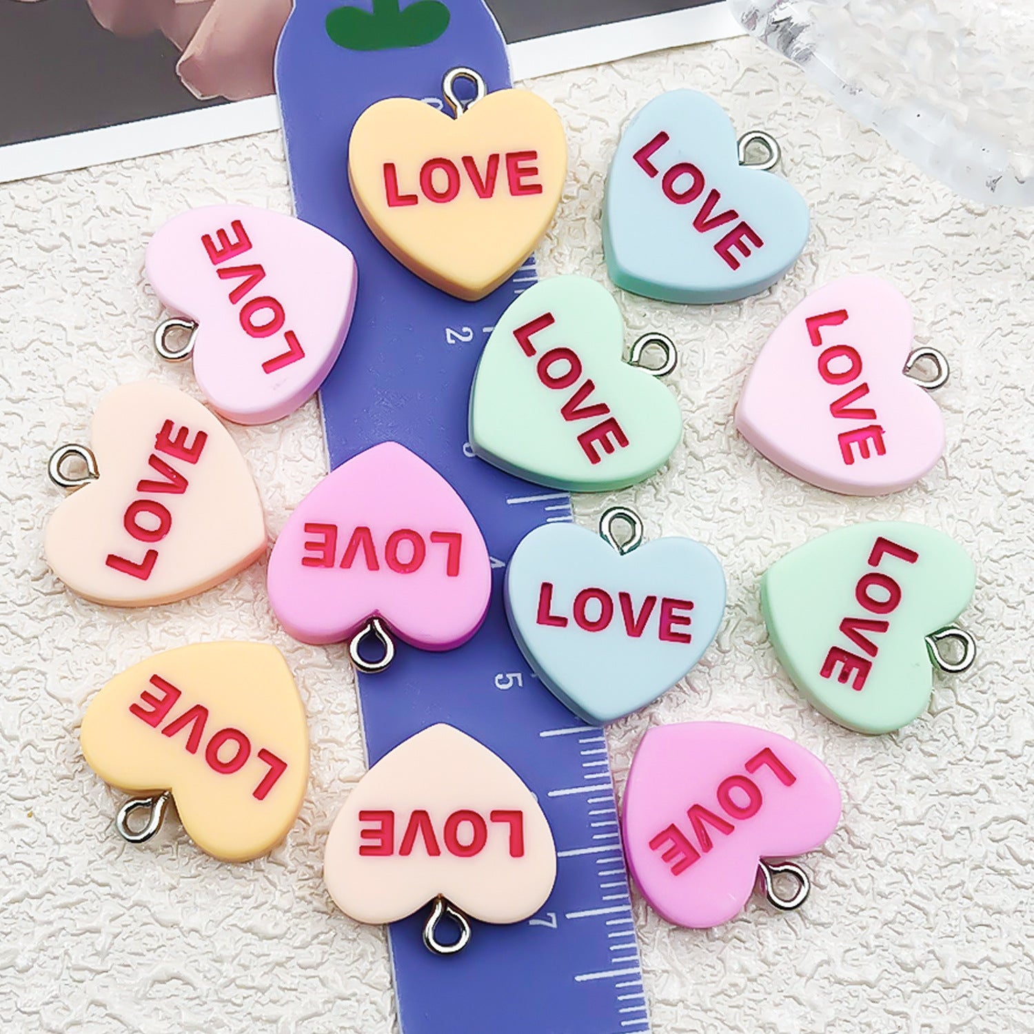 Resin Valentine Love Letter Heart Charm Pendant for DIY Phone Strap Earrings Jewelry Making