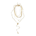 Layered Four Strand Pendant Necklace in Polished Silver or Gold Tone view 5