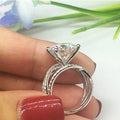 Oversized Round Clear Solitaire Double-Rail Ring Silver Tone view 4
