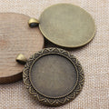 Antique Bronze Ornate Round Cabochon Setting Jewelry Making Component view 2