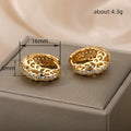 Silver Gold Tone Filigree Floral Pave Huggie Hoop Earrings view 4