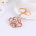 Rhinestone Crown Keychain Gold Metal Crystal Bag Charm view 3