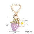 Resin Strawberry Charm Keychain with Heart Clasp and Daisy Rabbit Charms view 8
