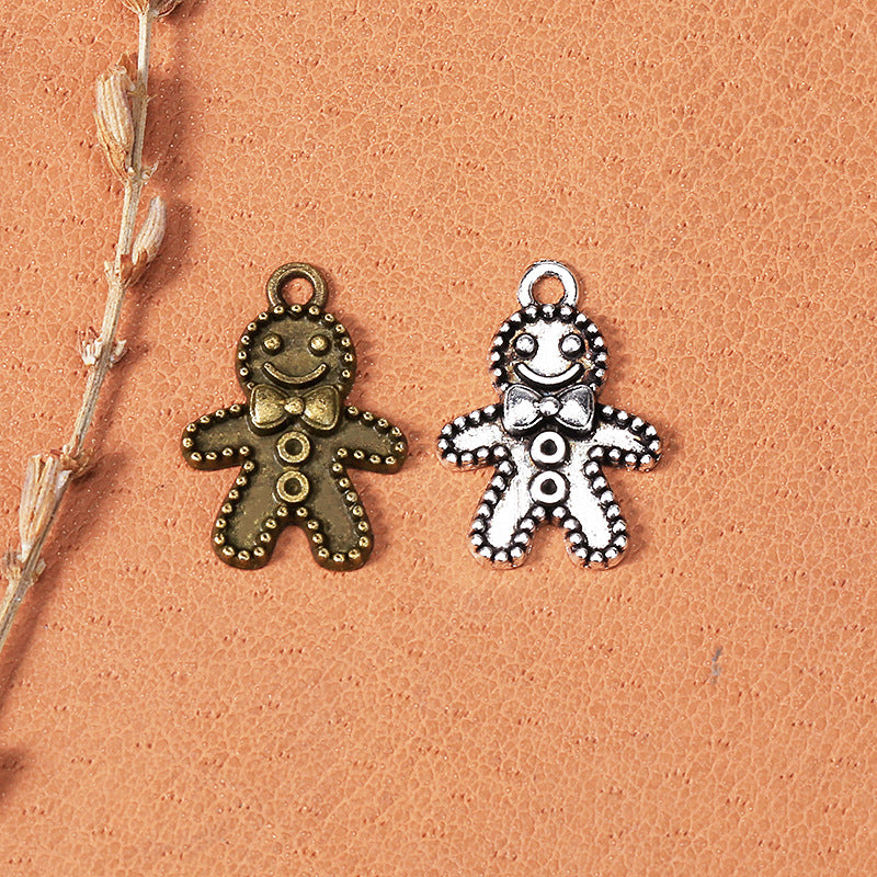 Vintage Snowman Bow Christmas Alloy Charm 18x13mm