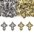 Textured Cross Charm in Gold and Silver Tone for Jewelry Making view 4