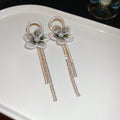 Crystal Flower and Chain Tassel Drop Earrings for Women view 6