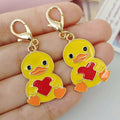Yellow Heart-Holding Duck Lobster-Clasp Charm with Gold Tone Finish view 2