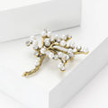 Pearl Branch Tree Brooch in Silver or Gold Tone Finish view 3