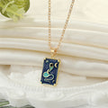 Gold Tone Rectangular Enamel Snake Card Pendant Necklaces view 5