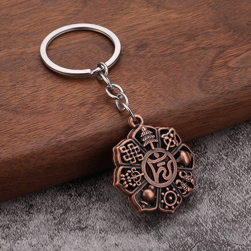 Hollow Eight Auspicious Symbols Metal Pendant Charm for DIY Accessories