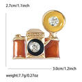 Enamel Camera Brooch Gold Tone Flash Crystal Accent Pin view 5