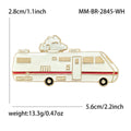 White Enamel RV Camper Van Brooch Red Stripe Gold Edge view 5