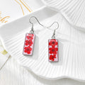 White Rectangular Pressed Flower Drop Earrings in Twelve Designs view 6