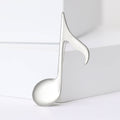 Smooth Single Music Note Metal Brooch in Silver and Gold view 5