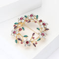 Crystal Floral Wreath Brooch in Gold and Silver Tone view 3