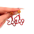 Red Enamel Horse Drop Earrings with Gold Tone Floral Studs view 5