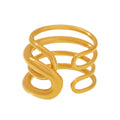 Multi Layer Wavy Open Rings Stainless Steel Gold Steel Tone view 5
