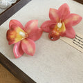 Colorful Resin Orchid Stud Earrings In Five Tropical Shades view 6