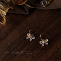 Gold Tone Lavender Chip Flower Cluster Hook Earrings view 4