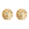 Textured Round Dome Stud Earrings In Gold And Silver view 5
