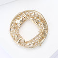 Interlocking Double Ring Pearl Brooch in Polished Gold Tone view 4
