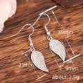 Silver Opal Glitter Leaf Drop Hook Earrings Pair Metal view 4