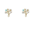 Gold Tone Floral Bouquet Stud Earrings With Pearls And Clear Stones view 5