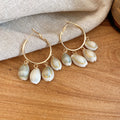 Gold Hoop Earrings with Four Pictured Bead and Sequin Designs view 3