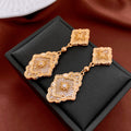 Gold Floral Pearl and Disc Cascade Earrings Jewelry view 6