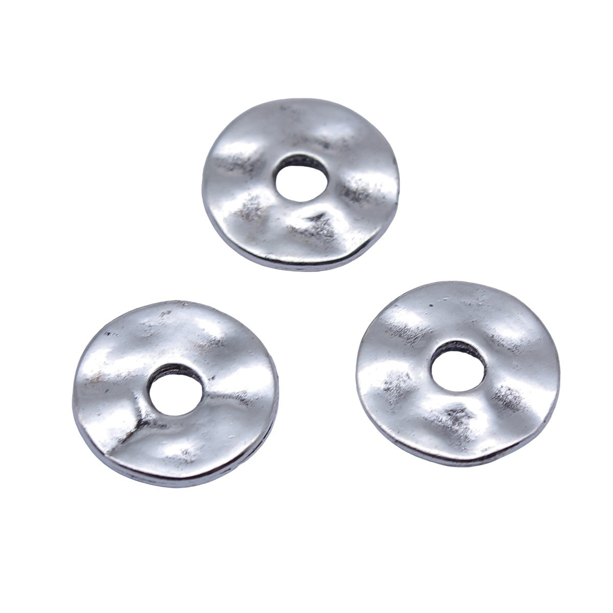 14x14x1.8mm 1.2g Antique Silver Zinc Alloy Hammered Round Disc Spacer Beads for DIY Bracelet Jewelry
