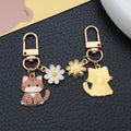 Orange Tabby Cat and Daisy Enamel Clip Keychain Eight-Style Collection view 3