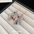 Multicolor Stone Openwork Leaf Drop Hook Earrings Statement Pair view 4