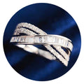 Baguette And Round Stone Crisscross Multi-Rail Ring In Silver Tone view 5