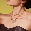 Gold Stainless Steel Charm Necklaces Heart Owl Round Medallion view 2