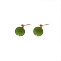 Mint Green Round Disc Drop Stud Earrings Gold Posts view 5