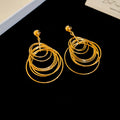 Layered Metal Circle Drop Earrings with Reflective Details view 9