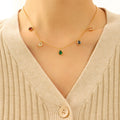 Gold Multicolor Teardrop CZ Station Pendant Necklace view 6