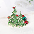 Red Green Christmas Tree Crystal Enamel Metal Brooch Pin view 3