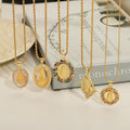Gold Madonna Pendant Necklaces Shell Zircon Or Multicolor Halo view 2