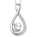 Silver Tone Infinity Pearl Drop Pendant Necklace with Polished Metal Finish view 1