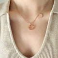 Smiley Face Good Luck Disc Pendant Necklace Three Tones view 6