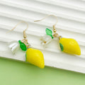 Resin Lemon Charm Bell Flower Dangle Earrings 8 Fruit Color Styles view 4