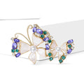 Double Butterfly Brooch in Gold or Silver With Shell Effect Wings view 3