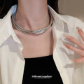 Multi-Strand Twisted Snake Chain Choker Gold Silver view 4